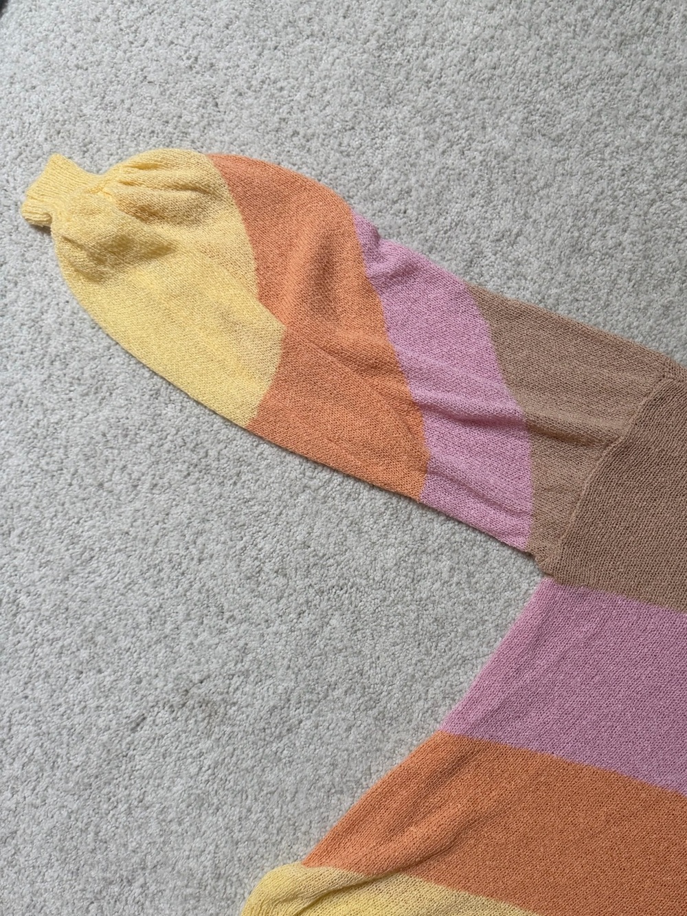 Show Me Your MuMu Pastel Colorblock Crewneck Sweater - Yellow, Pink, Orange, Tan - Picture 6 of 8